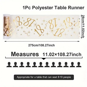 Drapeau de table personnalisable en polyester/coton, moderne, tissé, résistant à l'huile, pour la maison et les restaurants, pour un joyeux 18e anniversaire, tendance transfrontalière - Product Image 3