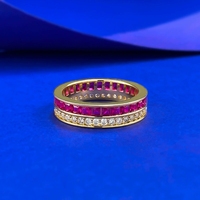 Bague de fiançailles en argent S925 à double rangée de zircons pour mariage - Cadeau tendance