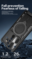 Funda de teléfono montada en el coche a prueba de golpes para Xiaomi 12 13 14 15 Pro soporte de anillo de Metal magnético ventana deslizante Cámara funda protectora para teléfono