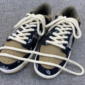 Qualité supérieure 100% coton SB <span class=keywords><strong>Dunk</strong></span> lacets ronds 7mm coton chaussure corde épaisse Beige blanc AF1 Shoestring - Product Image 1