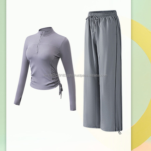 ชุดโยคะมืออาชีพสำหรับผู้หญิง แบบซิปครึ่งตัว ชุดออกกำลังกายสำหรับฤดูใบไม้ร่วง แขนยาว ดีไซน์ทันสมัย แห้งเร็ว เหมาะสำหรับวิ่งและฝึกซ้อม - Product Image 3