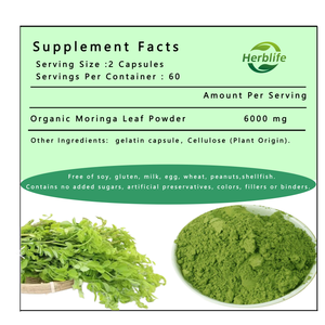 Capsules de Moringa Biologique à Marque Blanche 6000mg pour le Soutien Immunitaire, OEM Disponible - Product Image 2