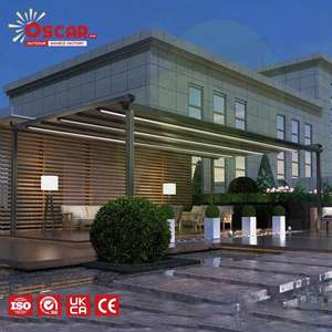 Pérgola Bioclimática Retráctil de Aluminio para Exteriores, Impermeable <span class=keywords><strong>3x3</strong></span>, con Techo <span class=keywords><strong>Motorizado</strong></span>, para Jardín, Patio, Terraza - Product Image 1