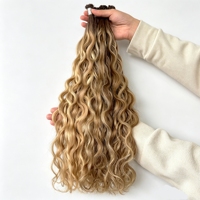 Extensions de cheveux bouclés à pointe plate, Balayage Ombré Blond, Cheveux Humains Remy, Extensions à la Kératine Pré-Collées, Extensions à la Fusion Pré-Collées