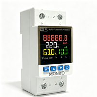 Stabilisateur de tension intelligent WiFi monophasé 10 kVA avec relais, interrupteur 63A, limiteur de consommation d'énergie, protection contre les fuites à la terre, sur/sous-tension
