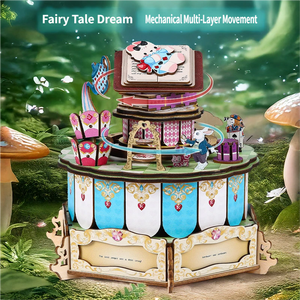 Boîte à musique Château de Alice au Pays des Merveilles DIY en bois, puzzle rotatif magique, cadeau de collection, jouet décoratif - Product Image 2
