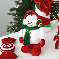 Ornement suspendu LINGKAI en peluche rouge, blanc et vert, en forme de canne à sucre, bonhomme de neige et boule, pour sapin de Noël et décoration de maison pour les fêtes