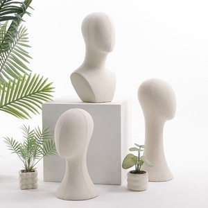Vente en gros, <span class=keywords><strong>tête</strong></span> de <span class=keywords><strong>mannequin</strong></span> recouverte de tissu, couleur personnalisée, épingle de présentation de perruque noire, <span class=keywords><strong>tête</strong></span> de <span class=keywords><strong>mannequin</strong></span> en mousse de polystyrène et velours pour perruques - Product Image 1