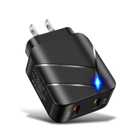 Chargeur USB QC3.0 28W, adaptateur de voyage US EU, chargeur mural pour téléphone portable, double USB, chargeur rapide avec lumière LED