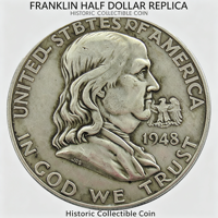 Lot de 35 pièces de répliques de monnaies Franklin demi-dollar et 50 cents, de 1948 à 1963, plaquées argent, décoratives, commémoratives, pour collection