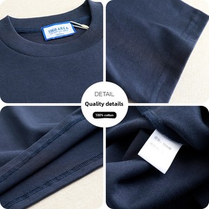 Camiseta de manga corta de algodón puro para hombre americano 400g cuello suelto pesado talla grande ropa al por mayor de alta calidad - Product Image 2