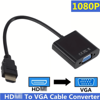 Adaptateur de câble Taipuxi 20 cm noir 1080p HDTV mâle vers VGA femelle, convertisseur HD vers VGA pour moniteur projecteur