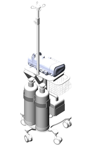 IV 극이있는 내구성 의료 <span class=keywords><strong>ICU</strong></span> 비상 트롤리 휴대용 인공 호흡기 트롤리 고유량 비강 캐뉼라 카트 - Product Image 4