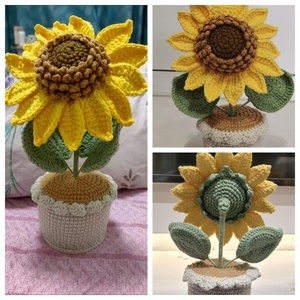 S012 Flor de imitación hecha a mano de alta calidad, ramo de girasol de gran tamaño, planta en maceta, flor de tejer <span class=keywords><strong>Artificial</strong></span> - Product Image 5