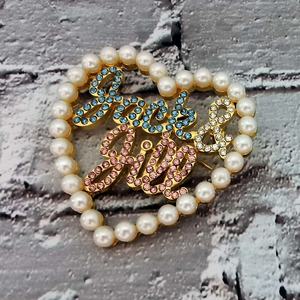 Spilla Personalizzata Topvesko <span class=keywords><strong>Jack</strong></span> e <span class=keywords><strong>Jill</strong></span> in Rosa e Azzurro con Strass e Perle JJ JJOA 1938 Spilla a Cuore Gioiello Regalo - Product Image 4