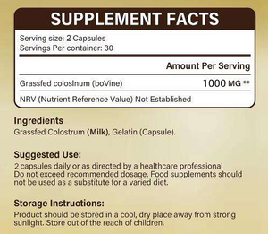 Capsules de colostrum de bœuf nourri à l'herbe, <span class=keywords><strong>3000</strong></span> <span class=keywords><strong>mg</strong></span>, étiquette personnalisée, fabrication en usine, livraison rapide GMP, complément alimentaire biologique à marque privée - Product Image 2