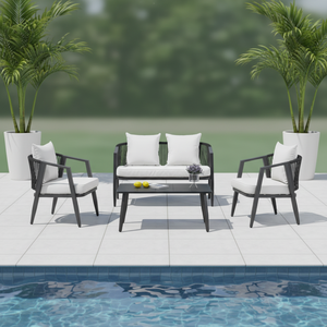 Ensemble de canapés modernes 4 places avec coussins de 8 cm, mobilier <span class=keywords><strong>d</strong></span>'extérieur pour jardin et patio - Product Image 1