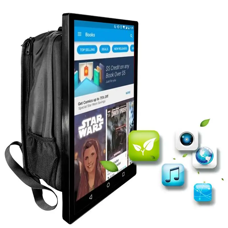 Direct Factory price 21.6Inch Network Wifi Android Portable Backpack Vertical LCD Advertising TV Display Screens