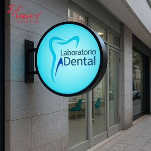 Letrero Luminoso LED Redondo con Marco de Acero Inoxidable Impermeable, Personalizable con Logotipo, para Exteriores, Negocios y Tiendas - Product Image 1