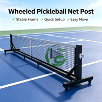 Poteau de filet de pickleball en acier galvanisé, couleur personnalisée, durable, facile à transporter, avec roues pivotantes, pour club sportif