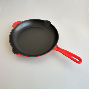 12 "classique <span class=keywords><strong>en</strong></span> <span class=keywords><strong>fonte</strong></span> émaillée grande poêle antiadhésive avec émail noir à l'intérieur costume pour four cuisinière à induction à gaz - Product Image 2