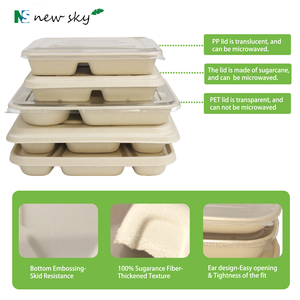 Bandeja de Almoço Compostável e Biodegradável Descartável com 4 Compartimentos em Bagaço de Cana-de-Açúcar - Product Image 3