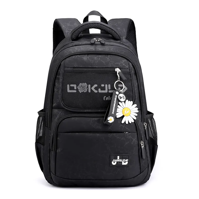 korean backpack black colour class school bag girls flower for high school teenage girls