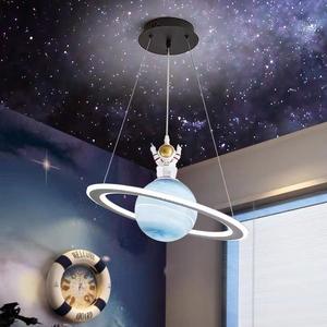 Wandering Earth-Themed Iron Hanging Light Planet Chandelier para dormitorios de niños Red Star Net Design para niños niñas AC Middle - Product Image 1