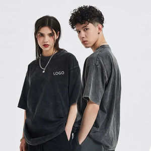 T-shirt pour homme surdimensionné en coton 100% de haute qualité, poids lourd, lavage à l'acide, style vintage, style streetwear, anti-froissement, séchage rapide - Product Image 5