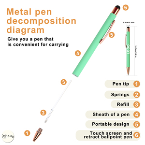Stylos à bille 2-en-1 en métal et caoutchouc souple avec écran tactile, personnalisables avec logo, pour promotion sur téléphone portable - Product Image 2