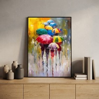 JIANZHI Art Deco Parapluie Art Work Deco Portrait Peinture à l'huile sur toile Impression rectangulaire Art mural pour la décoration intérieure
