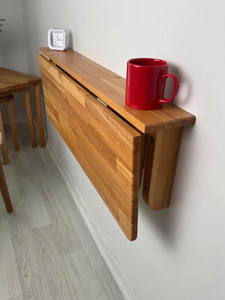 Mesa Plegable de Pared de Madera Natural Hecha a Mano de Alta Calidad, Mesa Plegable de Pared Tipo Murphy, Opción de Tamaño Personalizado, Mesa de Estudio Plegable - Product Image 3