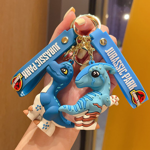Llavero de Dinosaurio de <span class=keywords><strong>Jurassic</strong></span> <span class=keywords><strong>World</strong></span>, Tiranosaurio Rex, Triceratops, Figuras de Plástico Suave de Dibujos Animados, Llavero para Coche, Pequeño Regalo para Hombres - Product Image 2