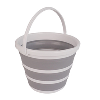 Seau pliable rond en silicone pour le camping, finition en TPR et PP