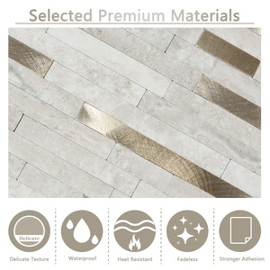 <span class=keywords><strong>KASARO</strong></span> azulejo de salpicadura trasera y azulejo de pelar para cocina, pegatinas de azulejo de pared autoadhesivas decorativas doradas, mosaico de aluminio - Product Image 4