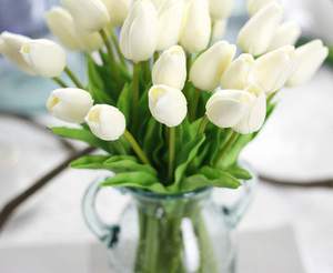 <span class=keywords><strong>Bouquet</strong></span> <span class=keywords><strong>de</strong></span> fleurs artificielles tulipes blanches, 10/30 pièces, véritables Touch, fleurs PU, fleurs en Latex pour <span class=keywords><strong>mariage</strong></span> - Product Image 4