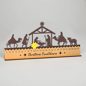 2025 Wooden <b>Christmas</b> Countdown Calendar Decor Reindeer Village Gift <b>Box</b> Style Tabletop Display Ornament Holiday Wood Sign - Product Image 6