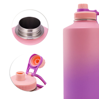 74oz 2200ml demi-gallon bouteilles d'eau de gymnastique sous vide en acier inoxydable thermos sport dégradé logo personnalisé poignée sans BPA bouilloire cruche