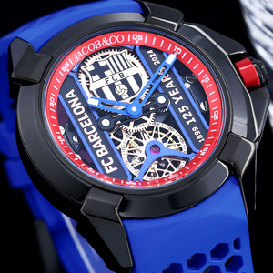 Montre mécanique automatique Jacob Co Epic X Barcelona Football pour homme, bracelet en caoutchouc, cadran à aiguilles, réserve de marche, répétiteur, boîtier de luxe - Product Image 5