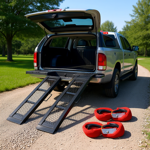 Rampa de carga de acero negro de 80 ", capacidad de 800 libras, rampa ATV plegable portátil, par para camioneta y motocicleta - Product Image 2