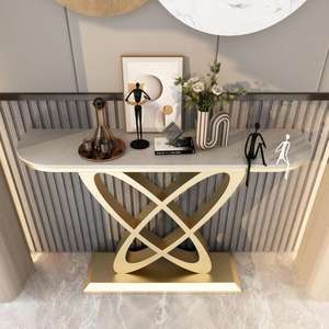 <span class=keywords><strong>Console</strong></span> de Salon Murale Design Moderne Italien de Luxe avec Plateau en Pierre Frittée, Table d'Appoint Créative en Métal pour Entrée et Couloir - Product Image 2