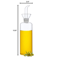 Bouteille Distributrice d'Huile d'Olive en Verre Transparent, Cruet à Huile et Vinaigre avec Becs Verseurs Anti-Goutte et Sans Entonnoir, Idéal pour la Cuisine