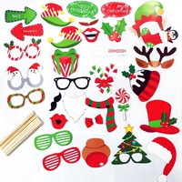 Lot de 32 accessoires photo de Noël en acier inoxydable, accessoires de prise de vue portatifs incluant la barbe du Père Noël et des masques amusants, provenant de Chine