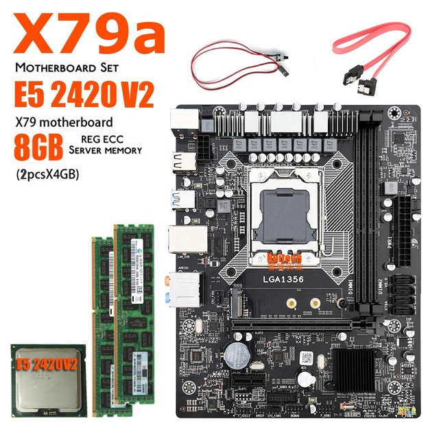 LGA 1356 Kit Motherboard Set Combo for Xeon E5 2420 V2 CPU 2*4GB=8GB DDR3 Memory Ram 1333MHz ECC REG Kit NVME M.2 Main Board