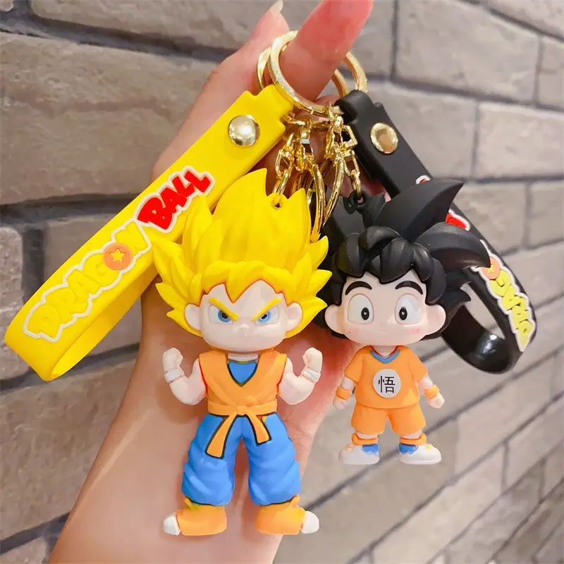 Custom 3d Pvc Japanse Anime Cartoon Sleutelhanger Auto Sleutelhanger Koele Goku Dragon Ball Sleutelhanger