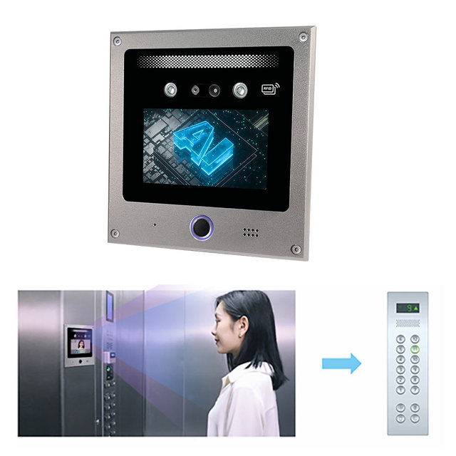 QR Code Biometric RFID Access Control System for Elevators with Night Vision 5 Inch Touch Screen Reset Cloud Storage