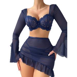 Abito da donna <span class=keywords><strong>Sexy</strong></span> prospettiva con fiore cavo in pizzo <span class=keywords><strong>Sexy</strong></span> gonna corta abiti da notte per le donne <span class=keywords><strong>Sexy</strong></span> Hot - Product Image 5