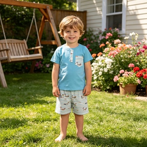 BSSO1793 rts Boutique Ensemble de vêtements pour bébé garçon imprimé camouflage vert, tenues d'été, ensemble à manches courtes, vente en gros - Product Image 6