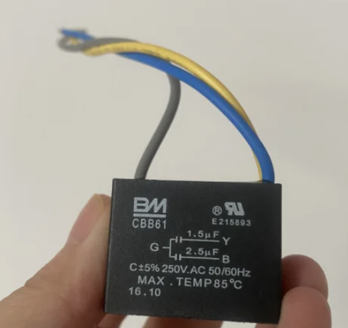 4uF 4uF 2.5uF 5 Wire Capacitor BM CBB61 4uF 4uF 2.5uF 5-Wire Ceiling Fan Capacitor 250V/300VAC - UL Certified BC Capacitors - Foto 2