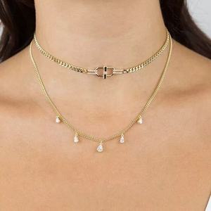 Collana Choker da Donna con Catena Cubana <span class=keywords><strong>Sottile</strong></span> e Chiusura a Moschettone Dorata - Product Image 5